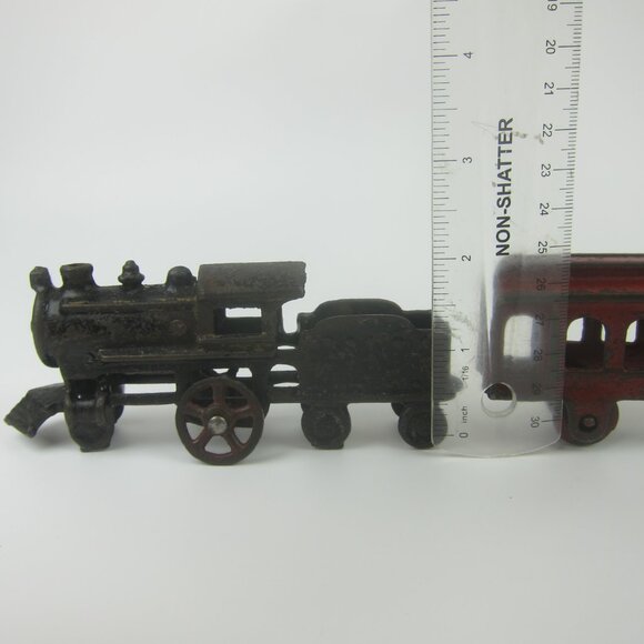 Antique Hubley Cast Iron Toy  Floor Train 3pc Locomotive Tender & Coach RARE - Picture 15 of 15
